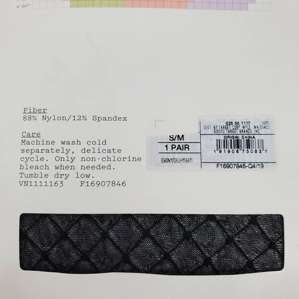 A New Day‎ Womens S / M  Ebony Black Diamond Mesh Fashion Tights F16907846 New
